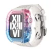 butterfly buckle-purple blue gradient shell-white strap