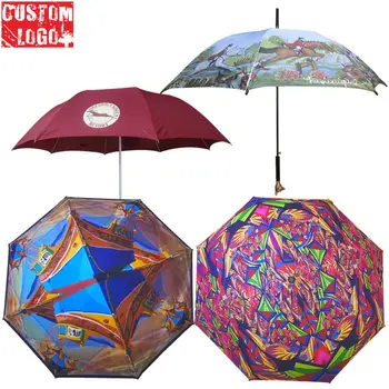 High-End Promotional Gifts Real Estate Company Best Double Canopy Full Printed Custom Golf Umbrella
