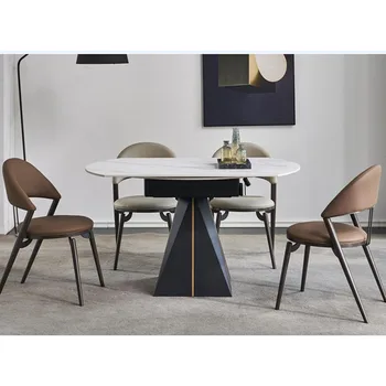 2023 dining table set extendable furniture carbon steel table stand extendable dining table modern with Heating function