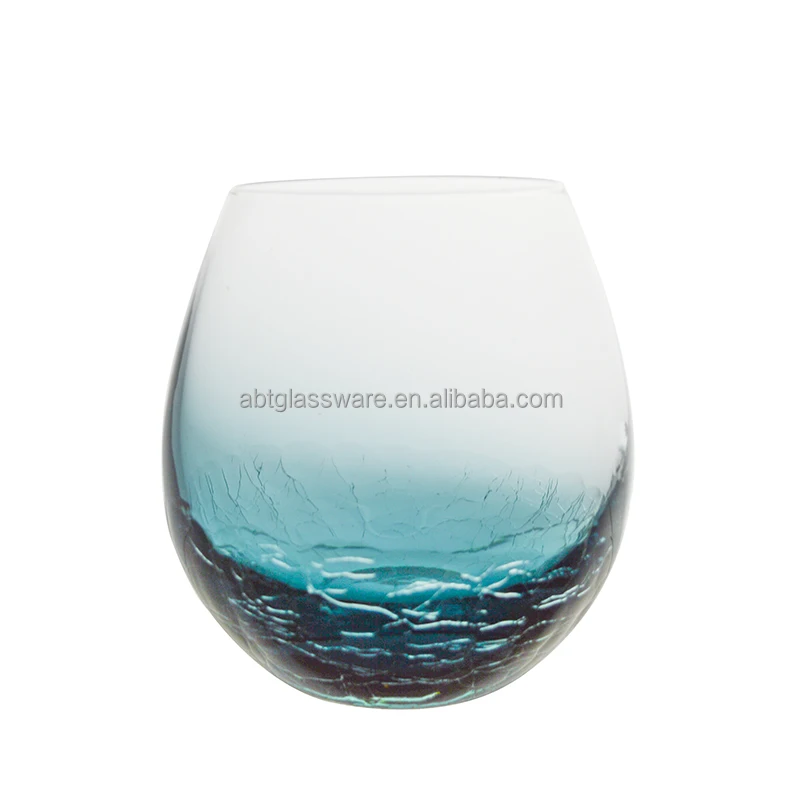 2022 New Arrival Dark Blue Wine Glass Cracked Stemless Wine Glass
