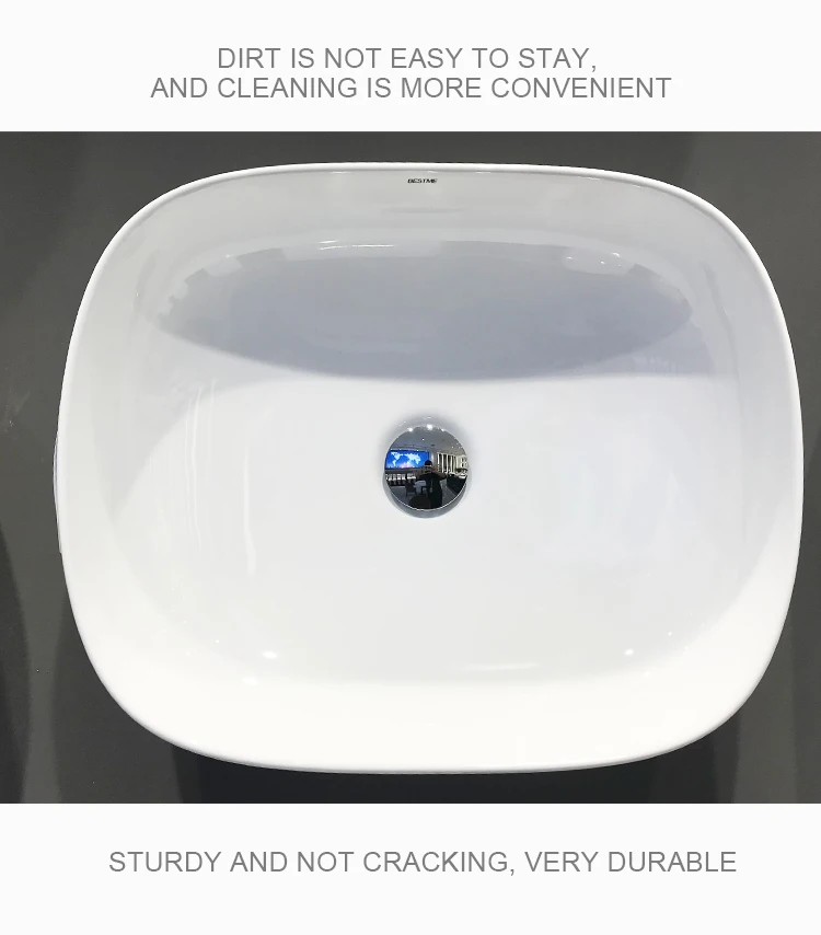Best Design Popular type Ceramic Wash Basin Rectangular Bathroom porcelain hand wash white ceramic art Hotel Above counter basin
