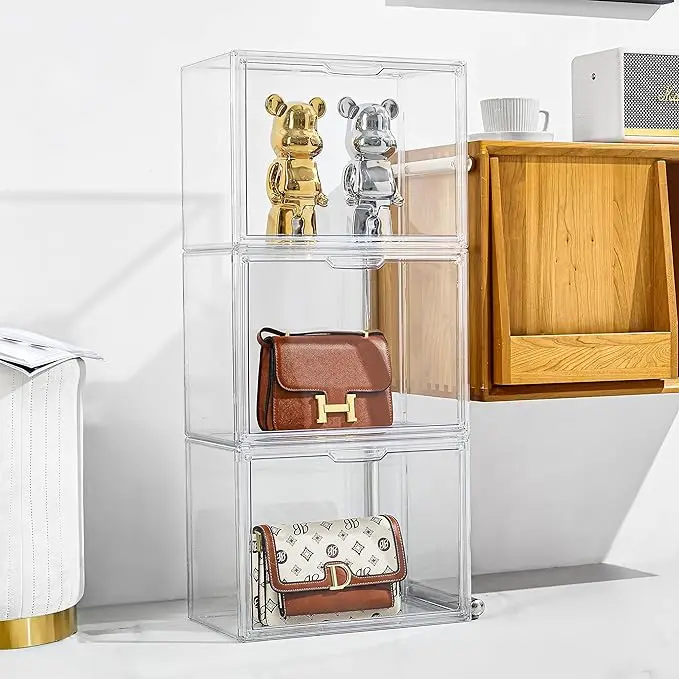 Purse Organizer - Clear Acrylic Display Case with Magnetic Door