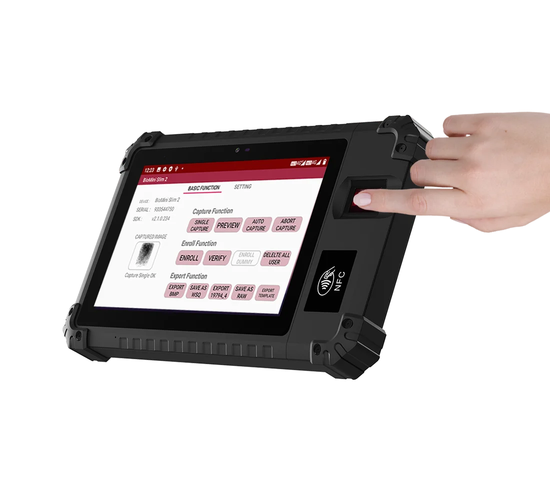 Advanced Rolled Image Construction Technology Biometric Handheld Device for Fingerprint Enrollment Smart ID Verfication
