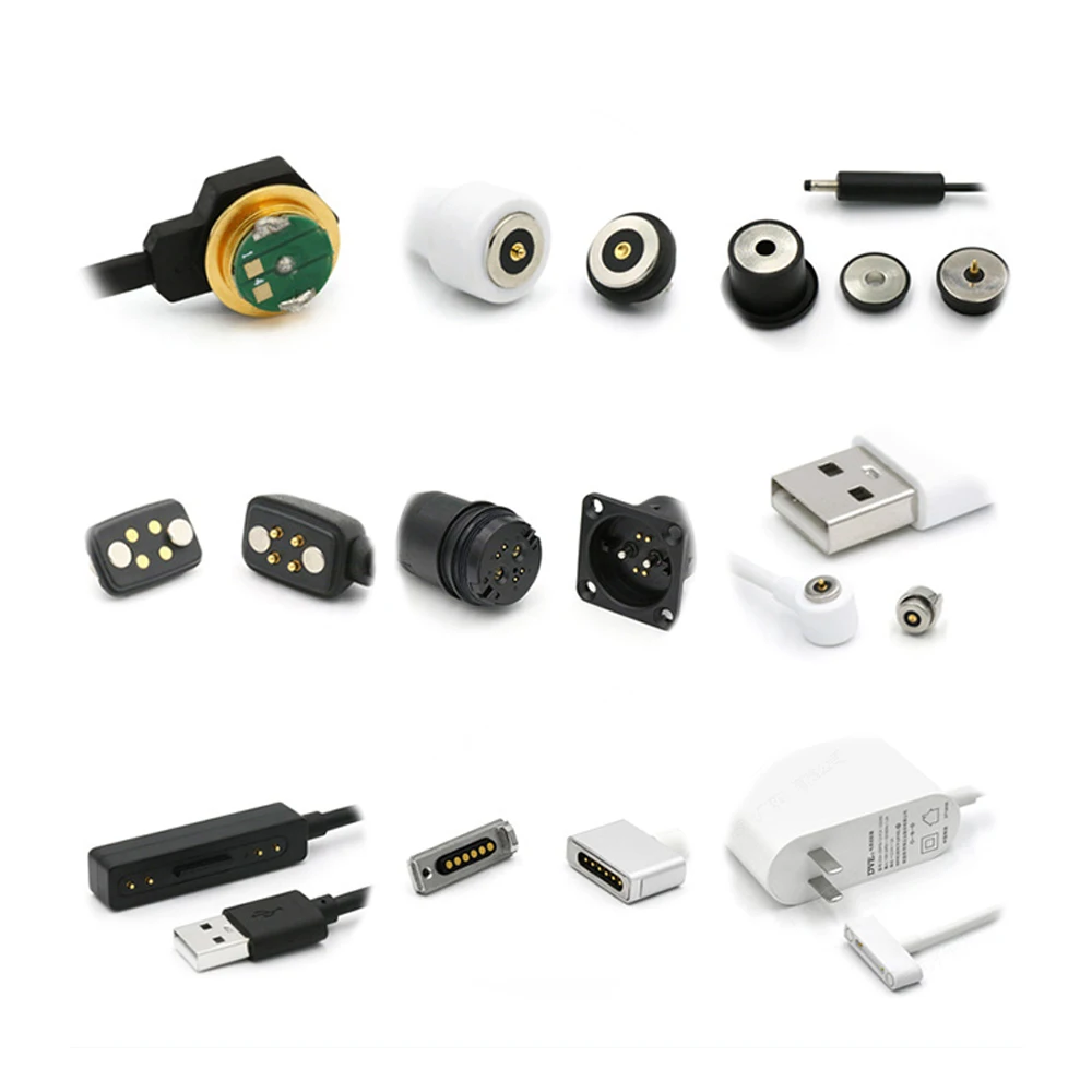Custom Round 2.54pitch  360w Magnetic 8pin Pogo Pin Contacts 1mm 1.5mm 2.5mm 3mm 4mm Diameter 3a 12v Connector
