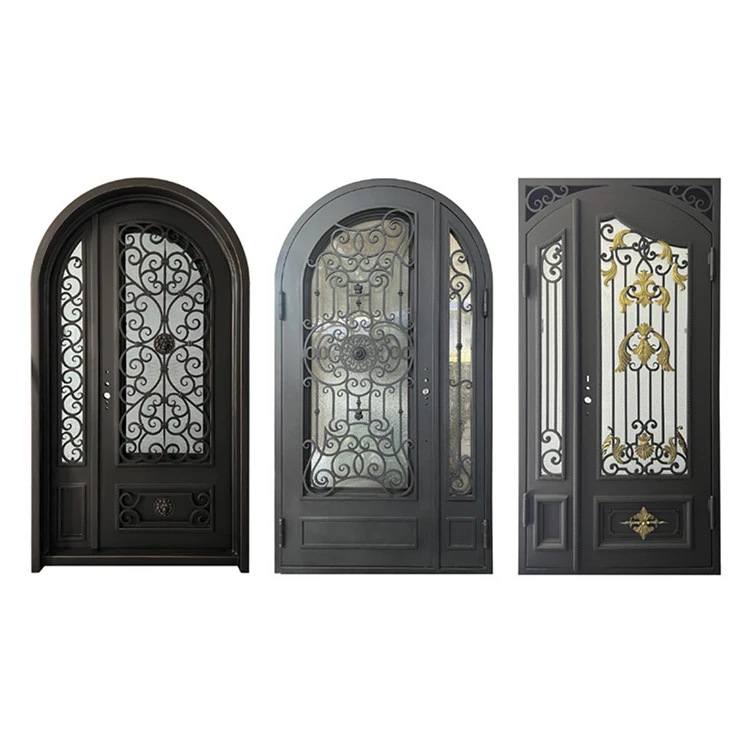 ABYAT One Big and One Small Entrance Door Exterior Front Doors Wrought Iron Door for Home