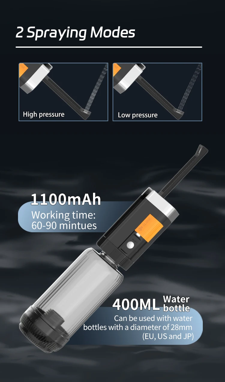 Best-selling Leakproof Portable Bidet with 400ML Storage Bottle, High Pressure Electric Travel Bidet IPX6 Handheld Bidet Sprayer factory