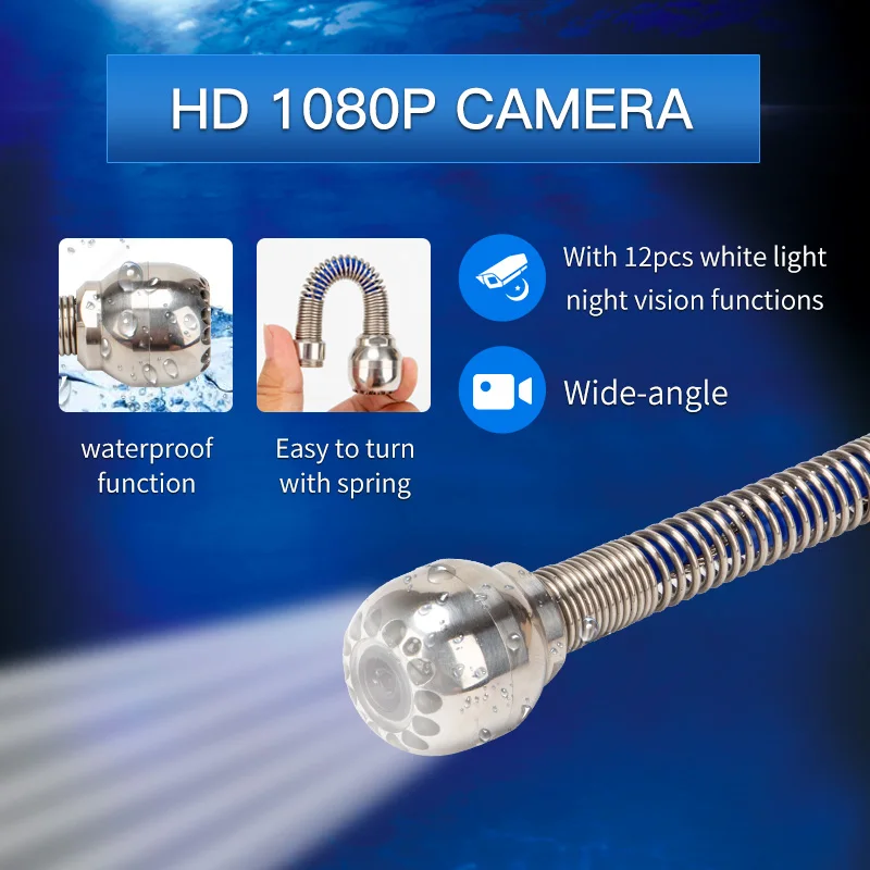 Factory Wholesale Sewer CCTV Pipe Camera 1080P Camera Waterproof IP68 9inch Screen Keyboard Industrial Video Inspection Camera factory