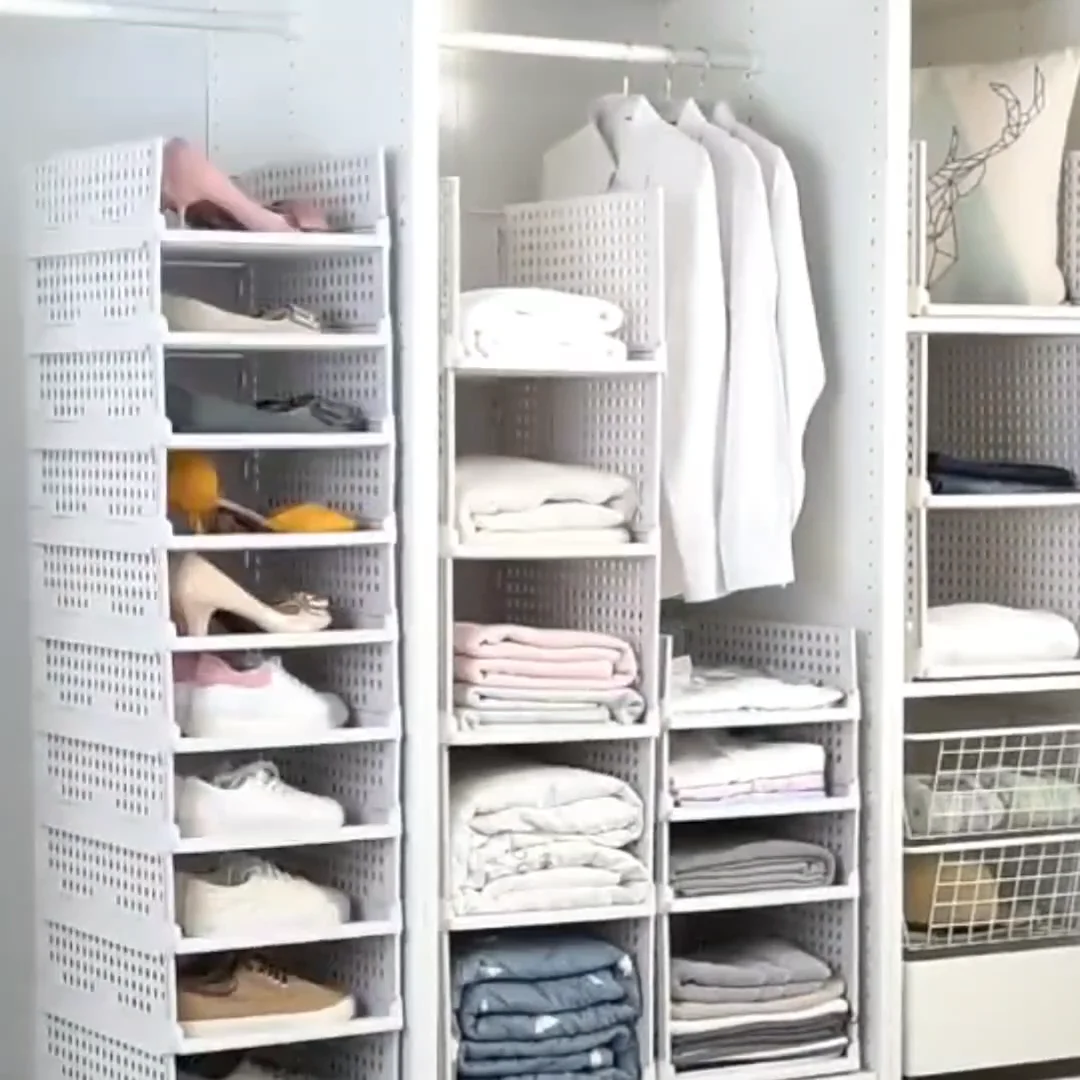 Closet Layered Divider Organizer Gods Foldable Clothes Storage Box