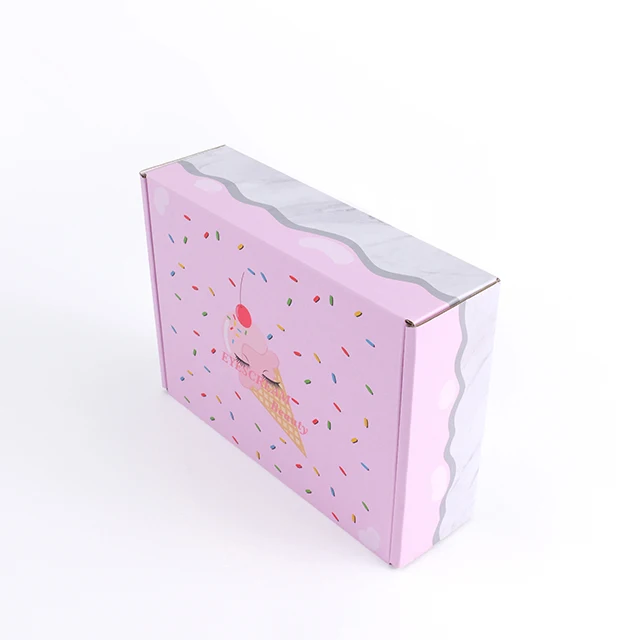 Hot Sale Custom Printing Pink Cake Packaging Shipping Mail Box With White Logo factory