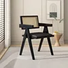 Retro black solid wood-black leather soft upholstery