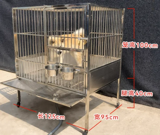 High Quality Stainless Steel Strong Heavy  square Tube Dog Cage Home Outdoor Kennel