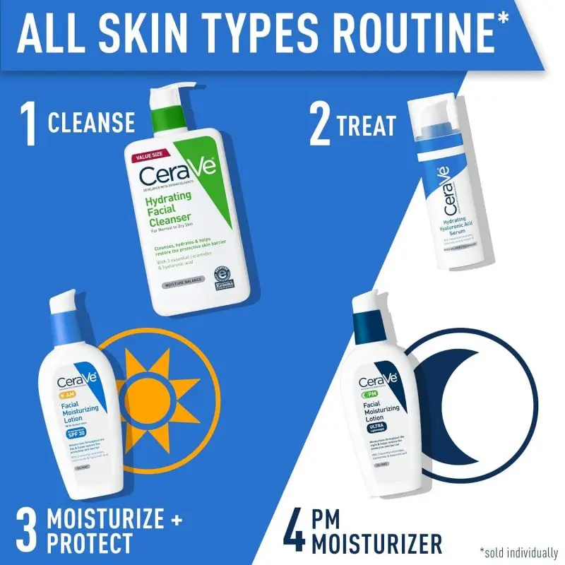 CeraVe Creme hidratante-para-espuma Limpador hidratante Removedor de maquiagem e lavagem facial com ácido hialurônico