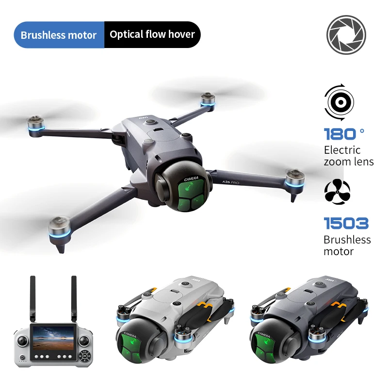 A26 PRO GPS Drone, 4.5 İnç Ekranlı Uzaktan Kumandalı Fırçasız