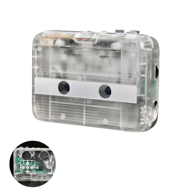 Wireless Transparent MP3 Converter Music Player Receiver 3.5mm Audio Jack USB Battery Powered Tape Cassette Player