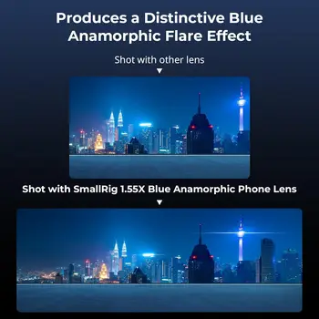 SmallRig 1.55XT Anamorphic Lens for Phone,Cinematic Blue Flare Lens for T-mount Phone Cage, Anamorphic Lens with Lens Clip-3578B detail image
