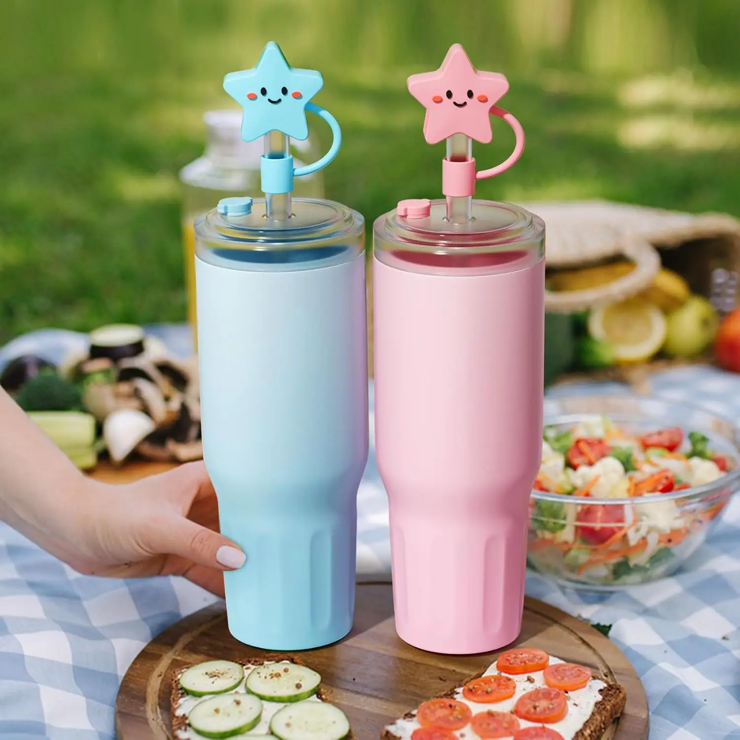 Food Grade Silicone Straw Cover Cap for Stanley 30&40 Oz Tumbler Reusable 10mm Straw for Bar Use