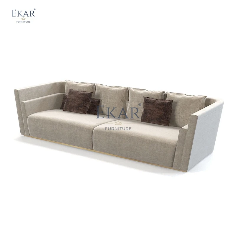 product modern european multi seater sofa luxurious comfort sleek wood velvet modular corner living room furniture hall three seat303-63