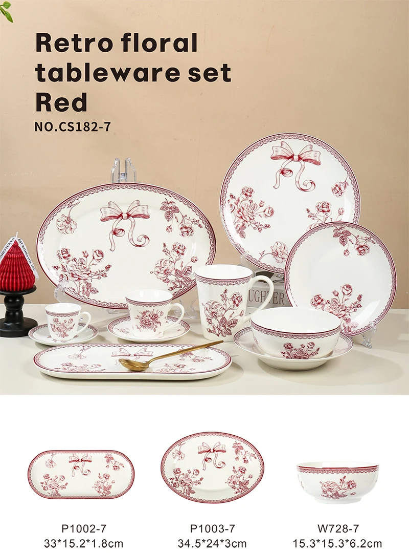 product wholesale printed floral wedding dishes  plates ceramic dinnerware dinner set for restaurant home-1