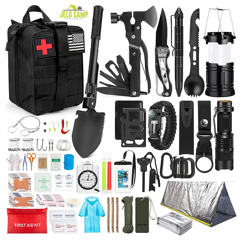 Popular 250pcs Emergency Survival Kit Outdoor Wilderness Sos Tactical ...