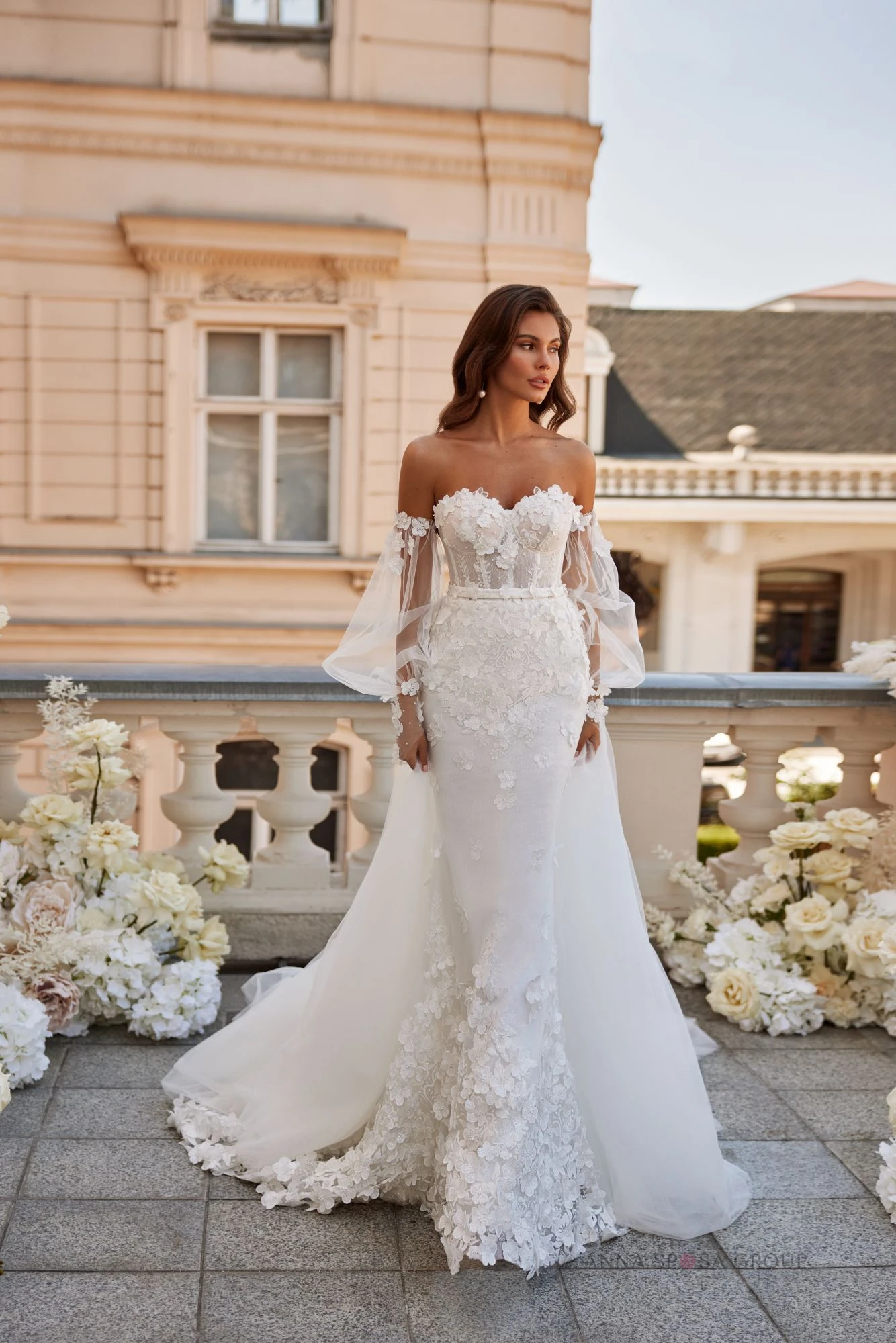 Modern Women's Mermaid Ball Gown Lace Decorated Evening Party and Wedding Dress 2023 Bridal Gown Vestido De Noiva