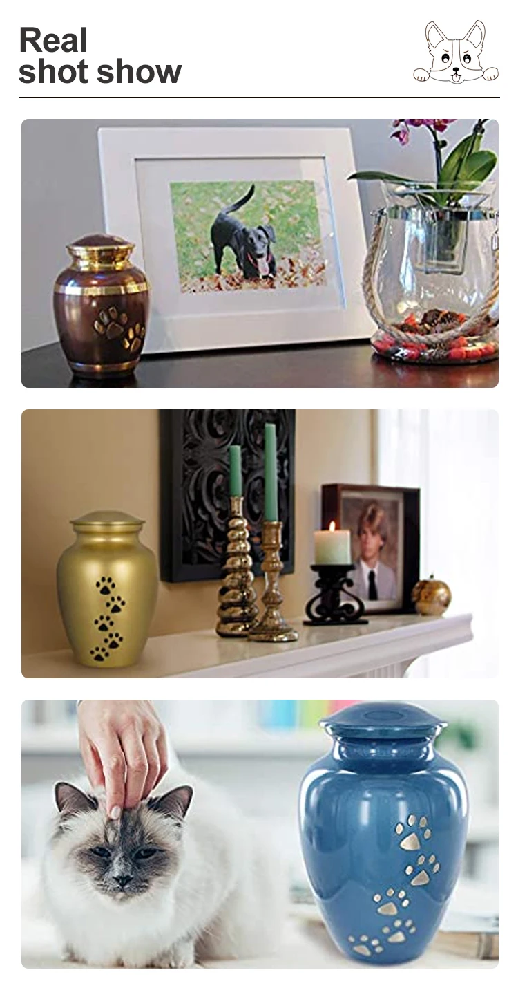 Mass Custom Brass Wood Ceramic Paw Print Resin Modern Eco Cremation Pet