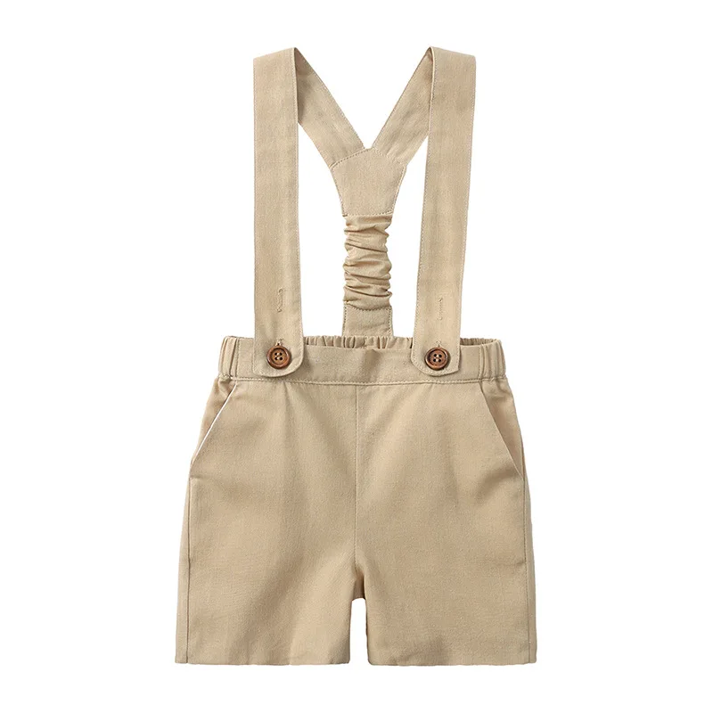 Summer Children's Suit Short Sleeve Boys' Shirt Strap Pants 2-piece ...