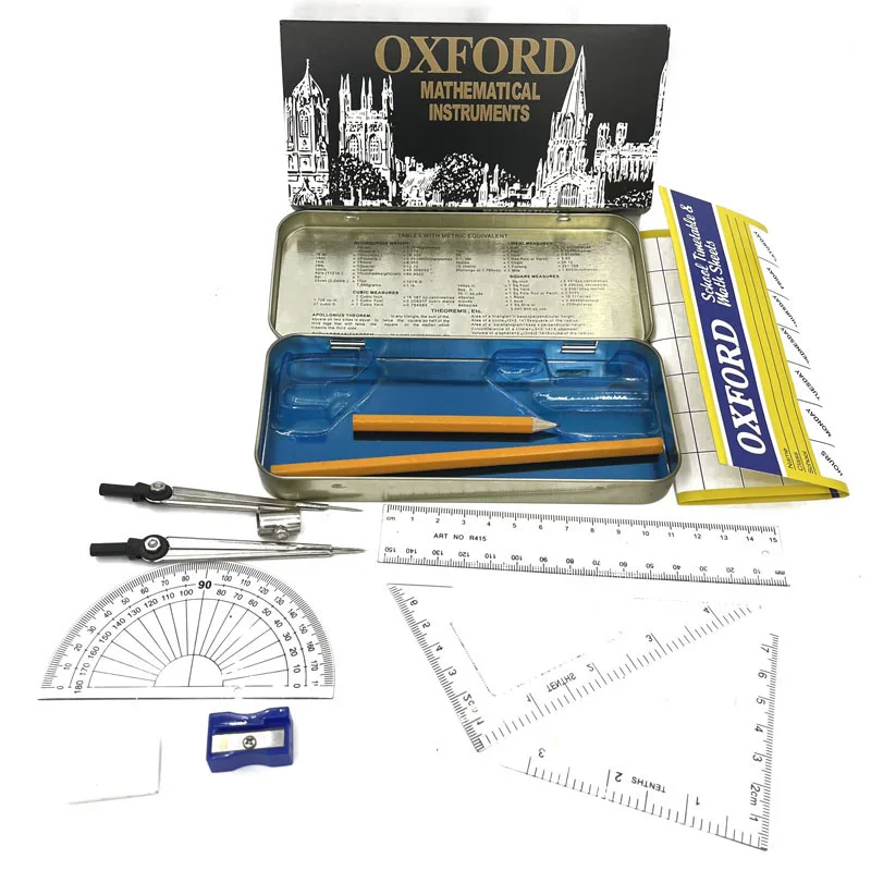 13pcs Oxford Math Sets Geometry Mathematical Instruments Compass Set