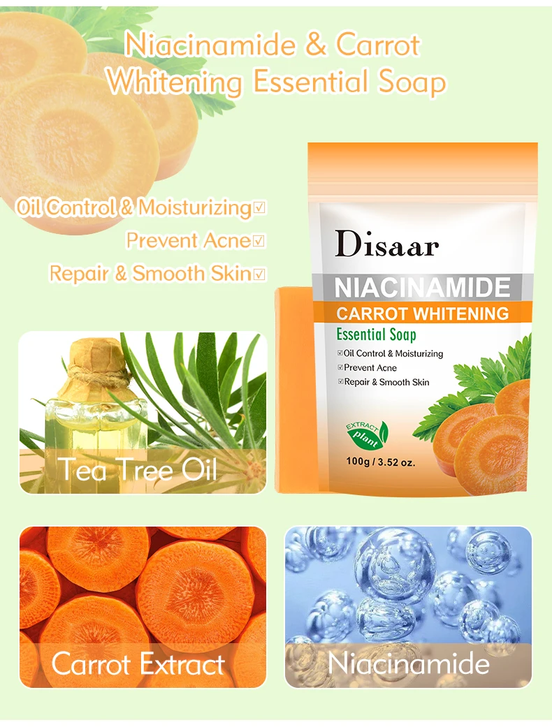 Savon essentiel pour le corps au charbon de bambou biologique, Niacinamide, nettoyage en profondeur, réparation de la peau, éclaircissant, contrôle de l'huile, savon noir africain