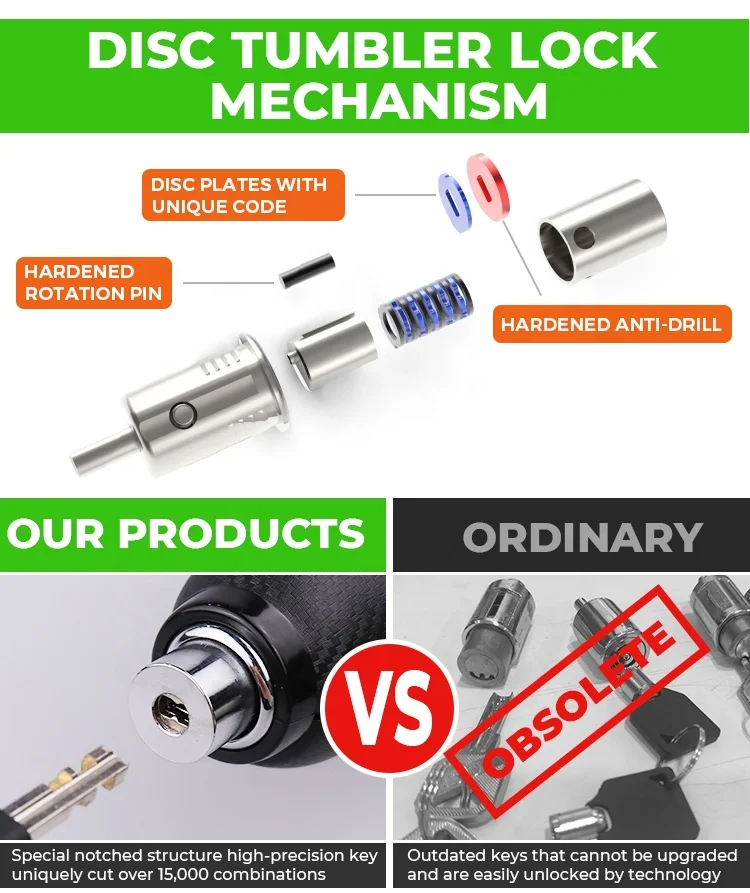 Высококачественный стопорный рычаг велосипеда 120 дБ Противоугонный замок для электровелосипеда