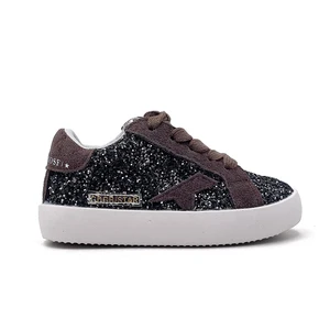 High Quality Girls Brown Shoes Wholesale Black Glitter Children's Casual Footwear Genuine Leather Little Kids Sport Sneakers