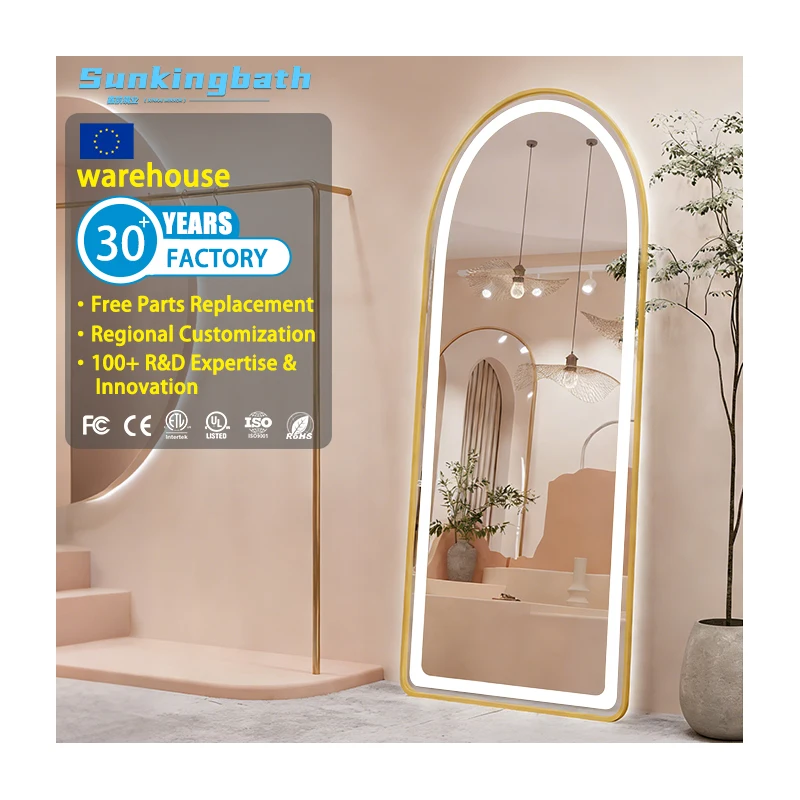 Custom-made Any Size Illuminated  Floor Standing Mirror Full Length Mirror Dressing Mirror With Led Light