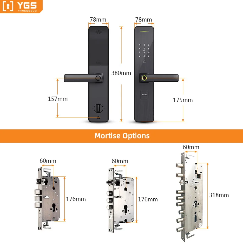 Fingerprint Digit Password Digital Door Locks Finger Silver Garage Door Smart Lock With Deadbolt Guest Access Guide Left Hand