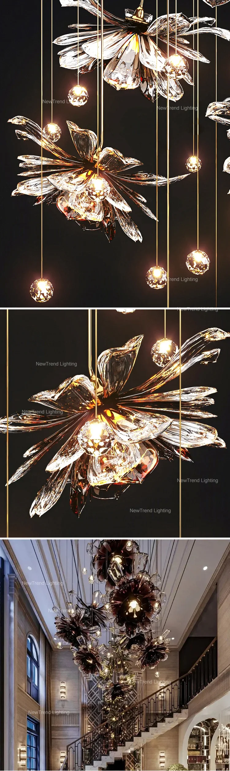 cpl 276 natural style indoor inspired lamp villa apartment living room staircase flower glass wedding led chandelier -2