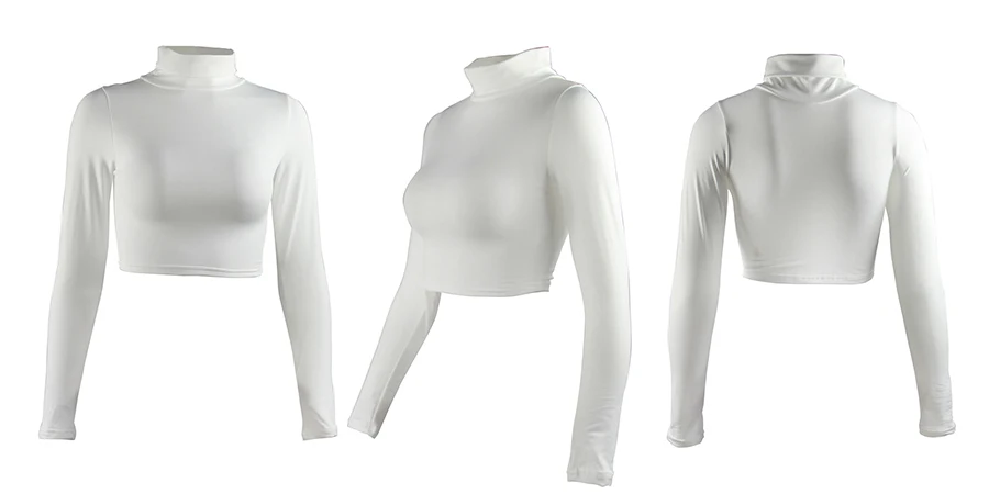 Custom Long Sleeve High Neck Solid Color Women Sexy Tight Fashion Woman Blouses Compression Women Autumn