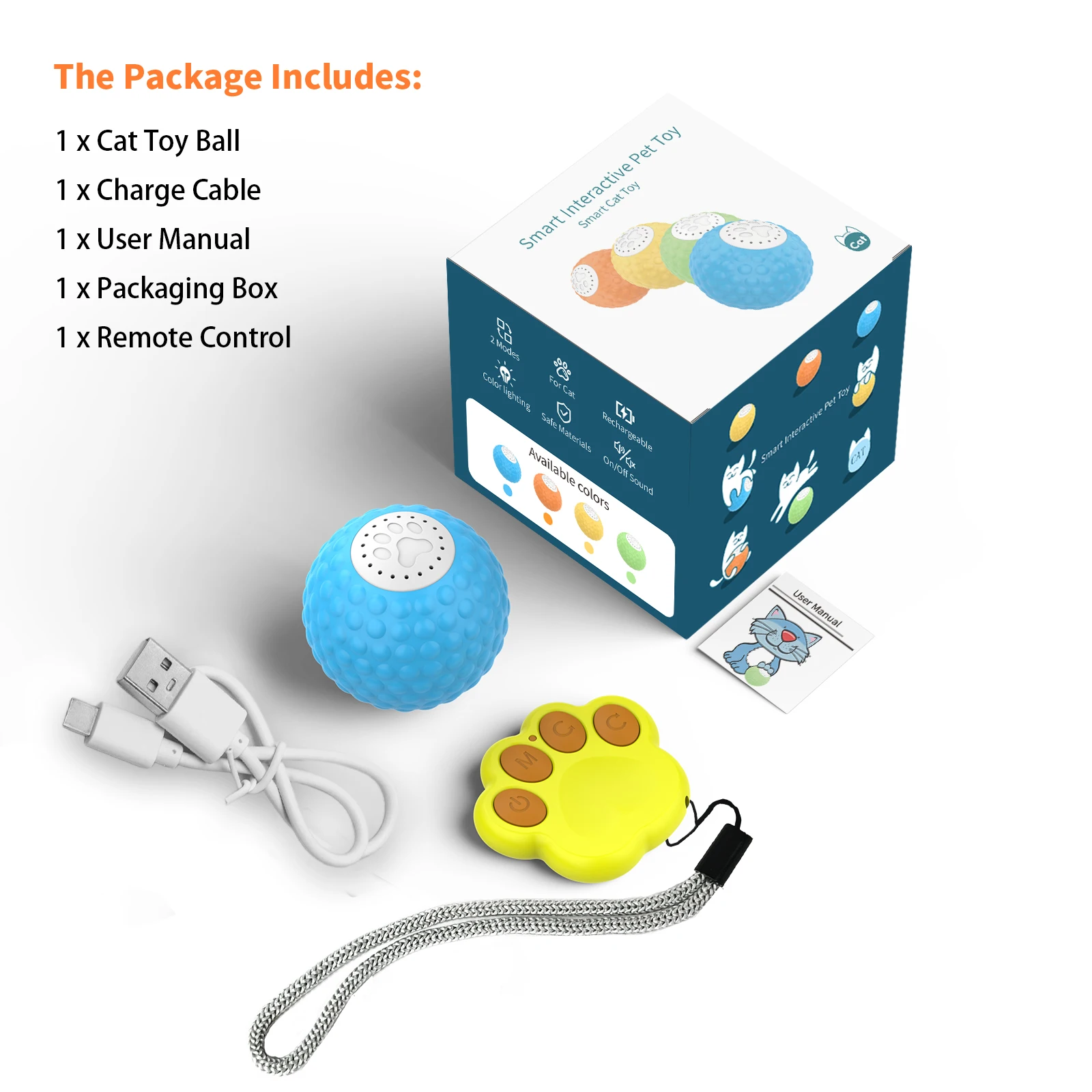 cat Toy Two-Piece Set-Wloom Power Ball 2.0 -Red Rainbow Cat Toy Balls