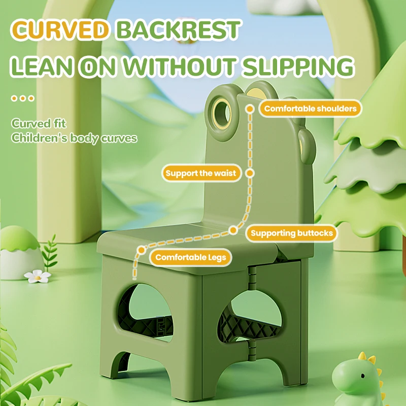 Factory Prices New  Design High Quality Kids Backrest Portable Dinosaur  Folding Plastic Backrest Chair