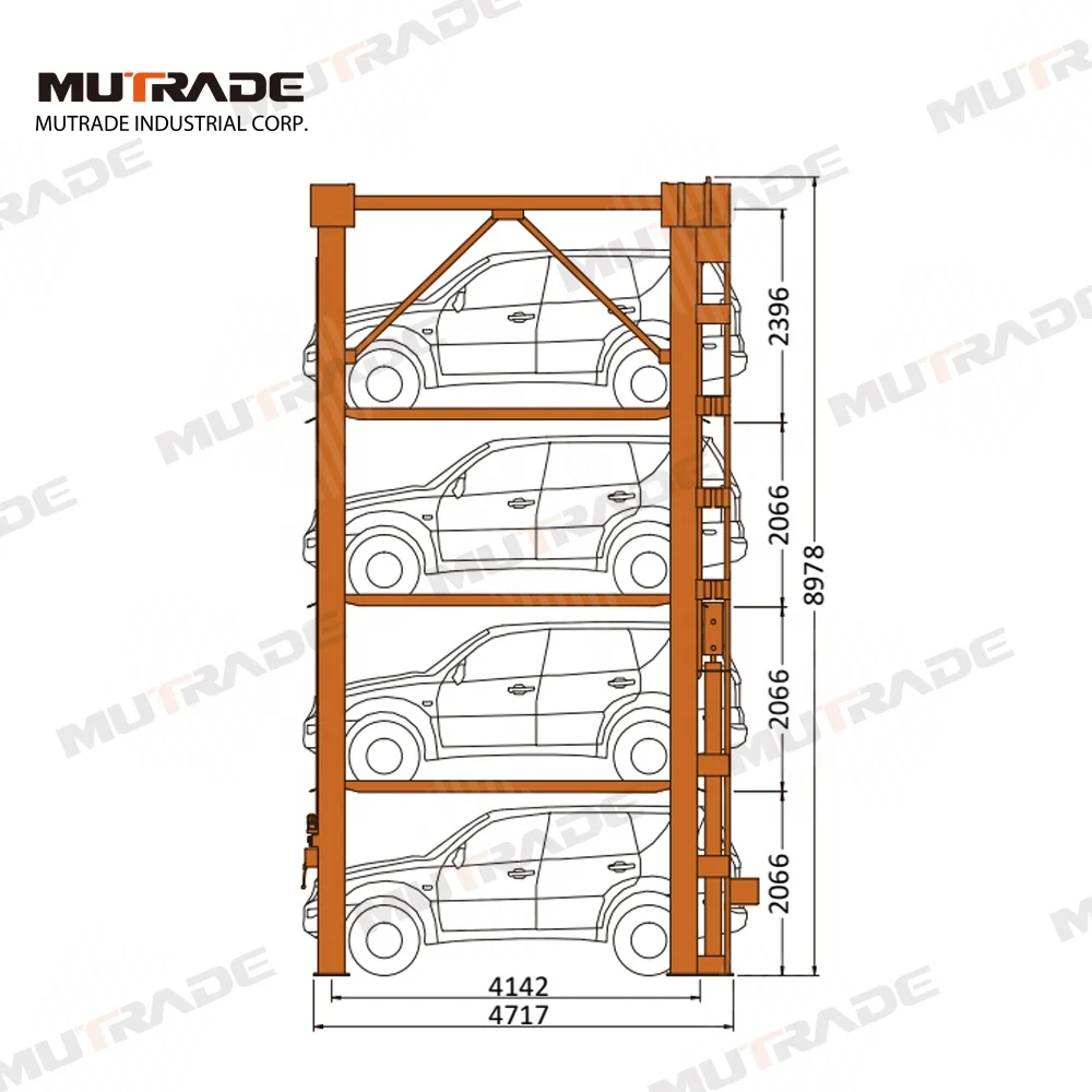 Four Post 4 Levels Quad Car Garage Hydraulic Triple Car Stacker Parking Lift
