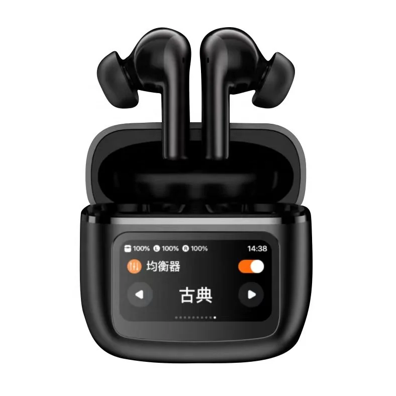 New Design D12 LCD Touch Screen ANC Tws Earphone ENC Earphone Gaming Headphones with Memory