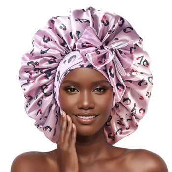 Baoli Custom Satin Hair Bonnet for Women Elastic Band Printed Natural Curly Hair Adults' Daily/Casual Use Custom Logo