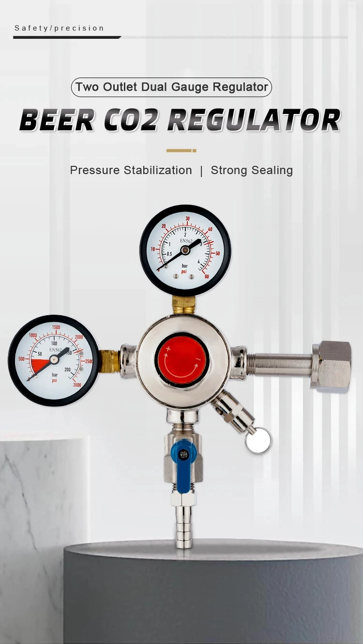 Dualgauge 1way Beer Keg Co2 Pressure Regulator With Cga320 Inlet