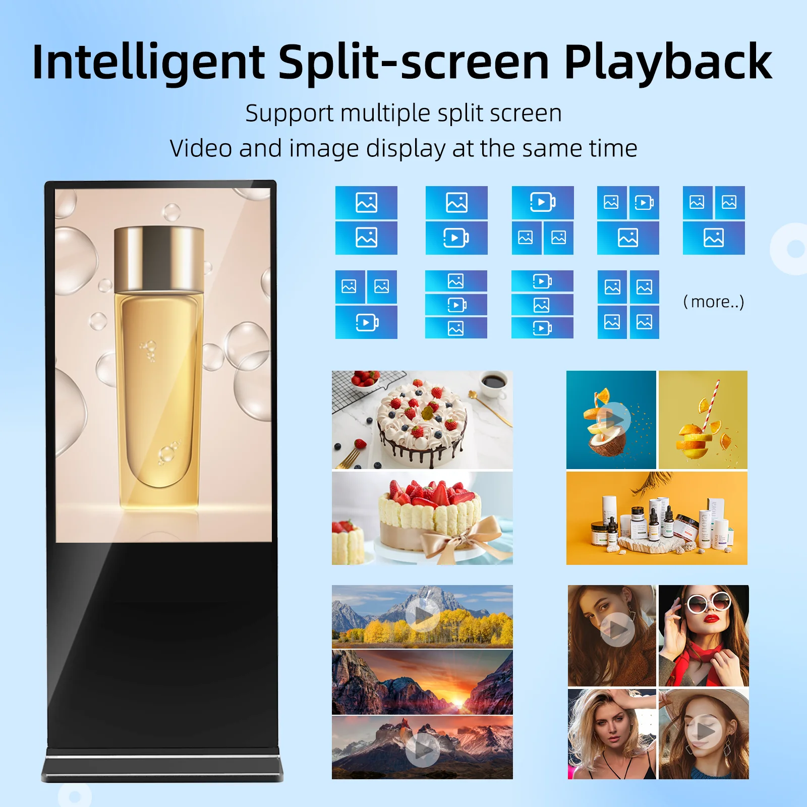 Señalización digital de almacén MWE USA, pantalla táctil de 65 pulgadas para suelo, publicidad en interiores, pantalla digital LCD personalizada para anuncios._voghion.com