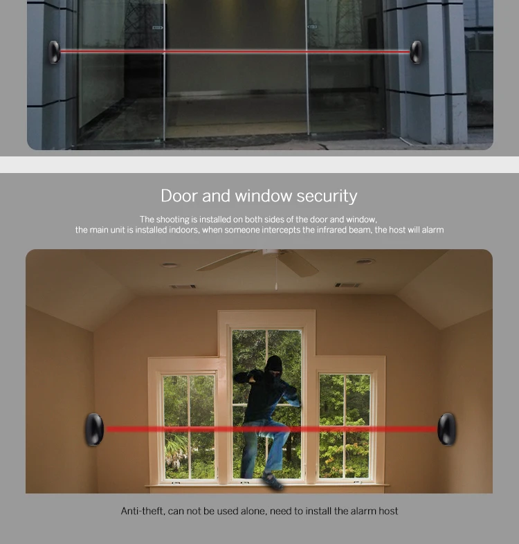 BS20 Infrared Security Single Beam Sensor With Alarm System Wireless Outdoor 1 Beam Sensor GSM