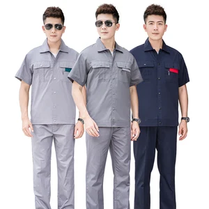 Industrial Outdoor Work Clothes Mechanic Worker Uniforms Shirts Mining Workwear Short Sleeve Summer Custom