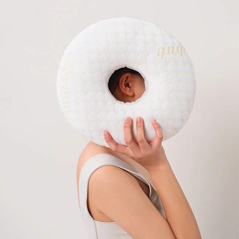 Ear Piercing Pillow Donut Pillow with Off Center Ear Hole, Hole Pillow for Side Sleeper