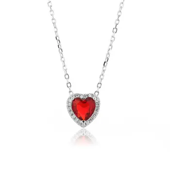 Wholesale Engagement Gift Jewelry 925 Sterling Silver CZ Heart Pendant Necklace For Women