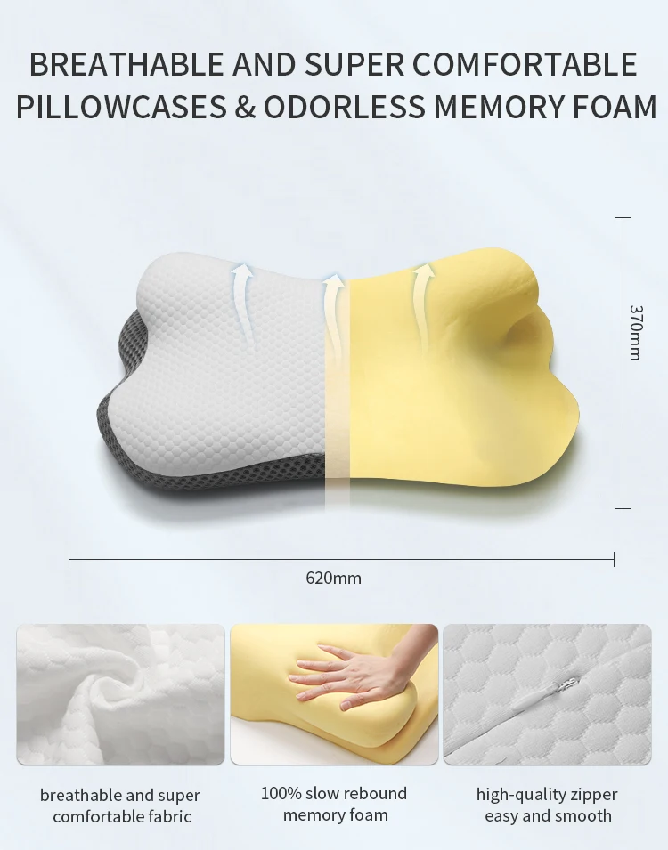 Hnos Best Memory Foam Pillow Soft New Design Orthopedic Breathable Foam