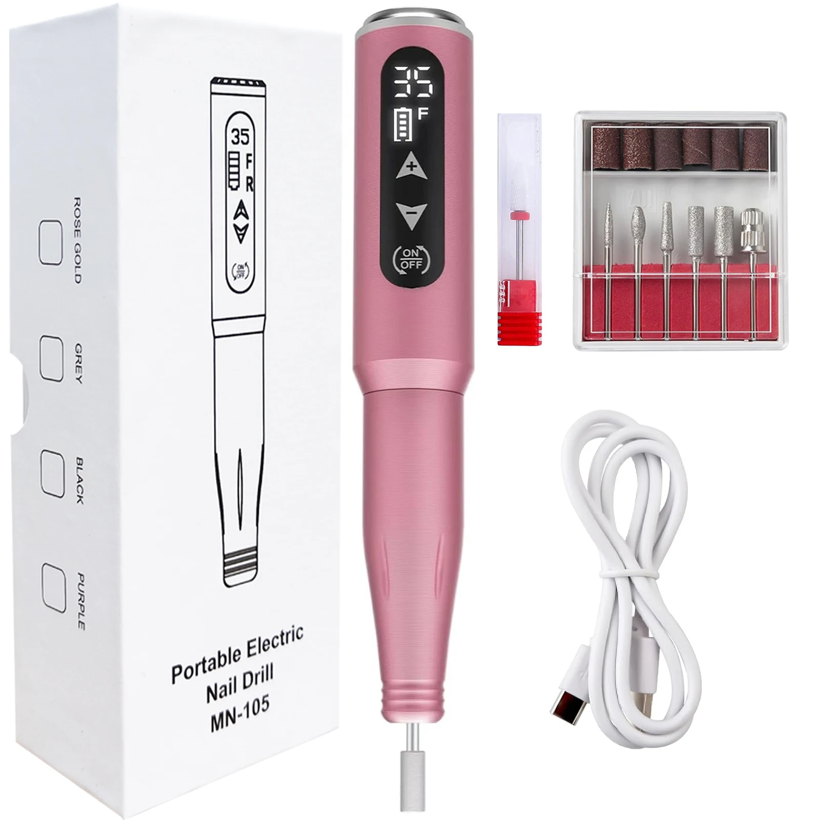 2024 New Touch Screen Electric Portable Household Handheld Nail Polishing Pen 35000 RPM Nail Drill Pen
