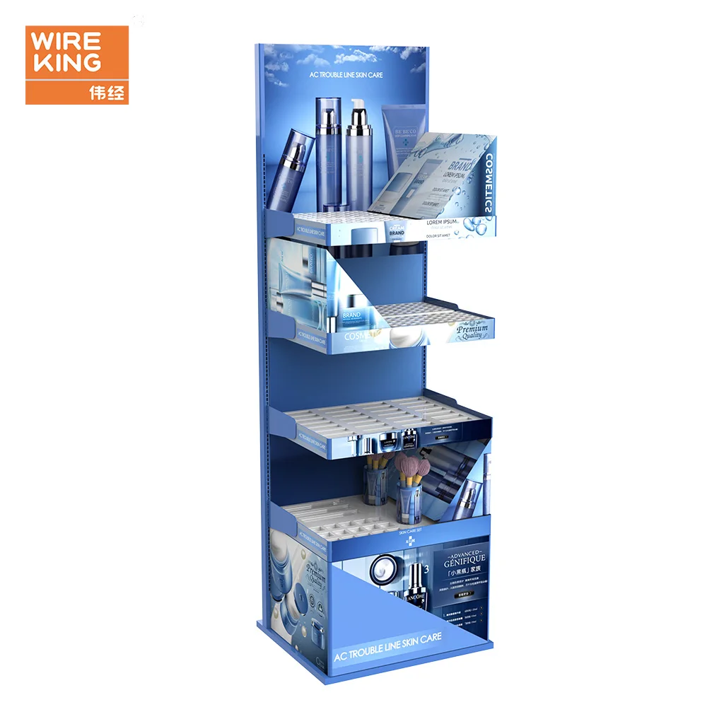 Customized Metal Makeup Display Rack Liquid Foundation Lipstick Beauty Care Product Display Stand Cosmetic Rack