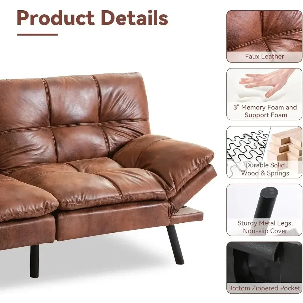 Modern Convertible Folding Futon Sofa Couch Bed Foldable Memory Foam ...