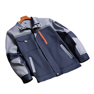 Autumn Winter Men's Linen Work Coverall Wear-resistant Breathable Long-sleeved Top Auto Repair Site Factory Clothing